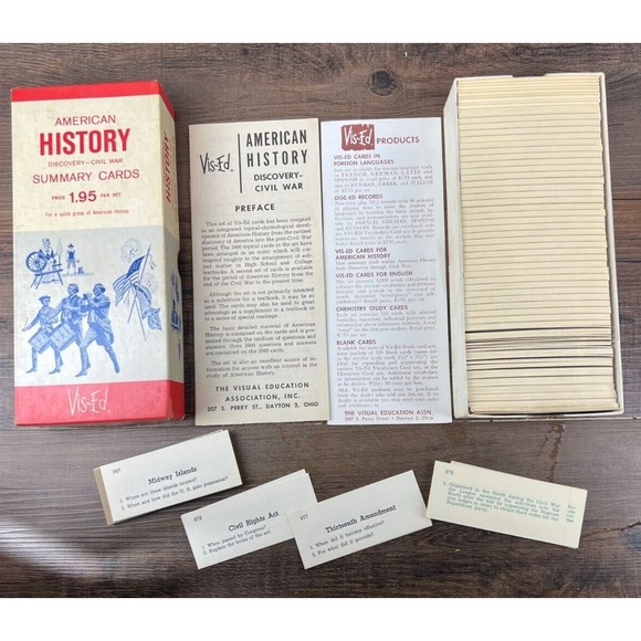 Vis-Ed Vintage American History Summary Cards Set No 1 Discovery to Civil War - Picture 2 of 2